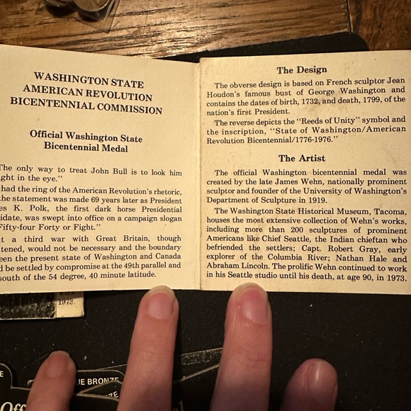 3 State of Washington American Revolution Bicentennial Medals - Picture 6 of 8